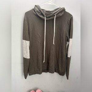 Pink Clover Olive Hoodie with Gray Drawstrings